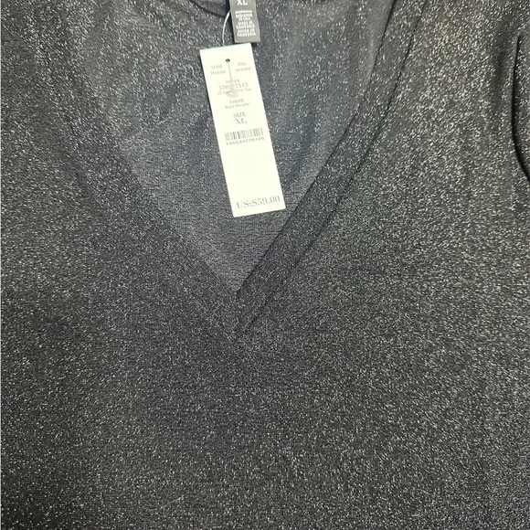 White House Black Market Black Long Sleeve Sparkle Knit Top - Picture 5 of 8